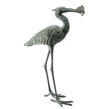 Garden Single Crane Eating Fish Cast Iron Home & Garden Decorative Collectible