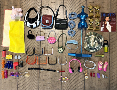 Bratz Fashion Doll Accessories Lot: Hat, Handbag, Sunglasses, Headphones, Shoes