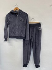 Stunning Lipsy Velour Y2K Tracksuit UK12 Grey KS544