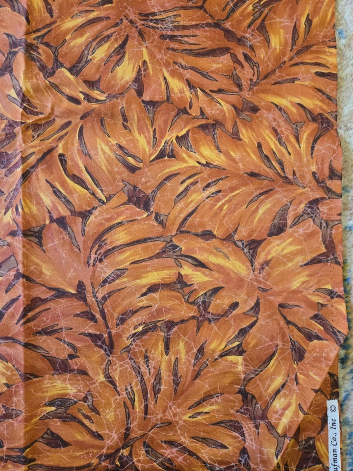 5码Robert Kaufman织物蜡染橙色蒙斯特拉叶Lunn & Mrowka棉 — 第 3/4 张图片