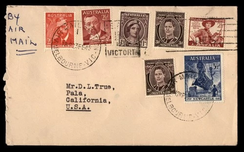 Mayfairstamps Australia 1949 Melbourne to Pala CA Air Mail Cover aaw_62949