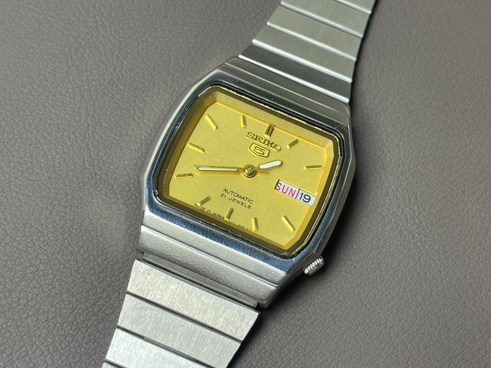 Vintage Seiko 5 Automatic 6309-401E Yellow Dial 34mm Men's Watch