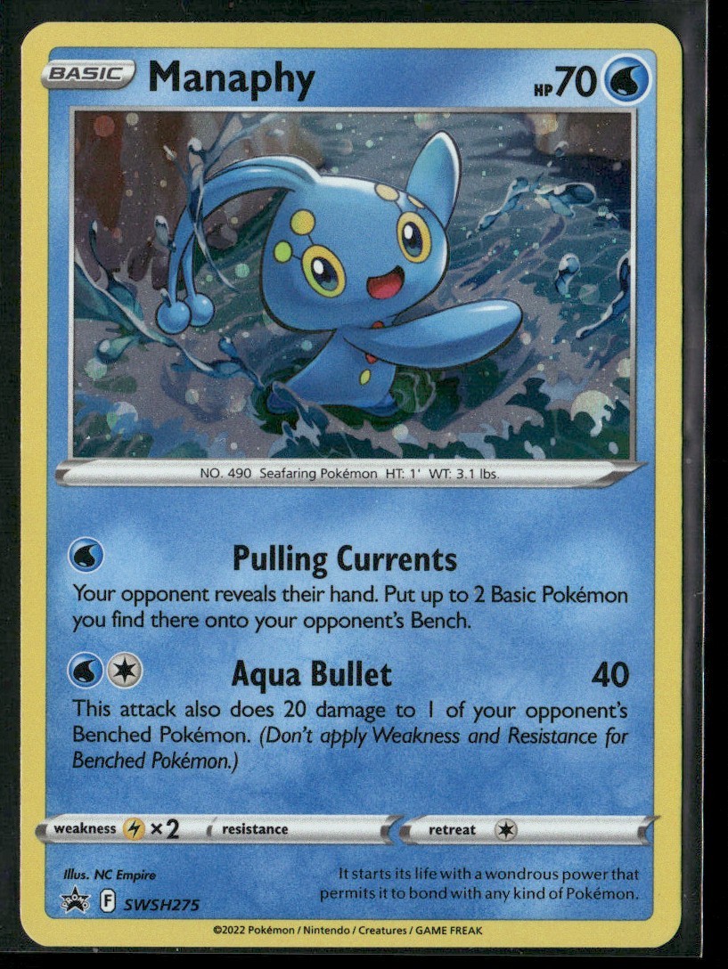 Manaphy #SWSH275 2022 SWSH Promo Black Star NM Pokemon TCG Promo Ultra Rare