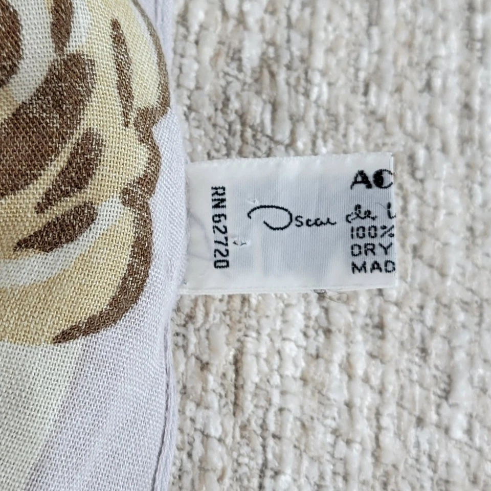 De Colección Oscar de la Renta Floral Rayón Bufanda Marrón Cuadrado Accesorio Calle Japón Foto 2 de 4