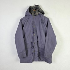 Giacca vintage Woolrich donna grande viola anorak con cappuccio foderata in lana outdoor