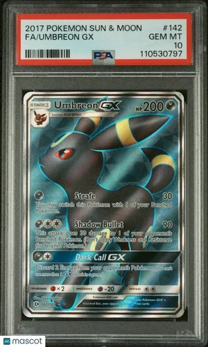 Umbreon GX Fa PSA 10 142/149 2017 Pokemon Sun & Moon