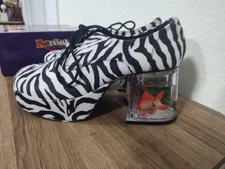 Funtasma Zebra Striped Shoes with Fish in Heal Size Medium