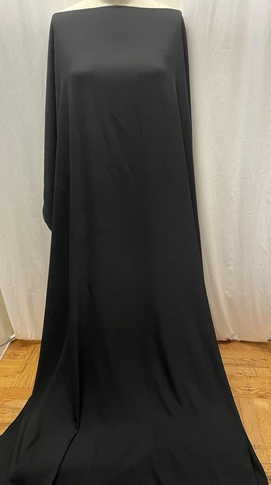 Tecido de cor preta crepe poli rayon mistura qualidade muito fina por jarda 54" de largura - Imagem 3 de 4
