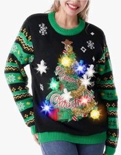 Ugly Sweater Christmas Tree Lights Up Ornaments Merry Christmas Women S