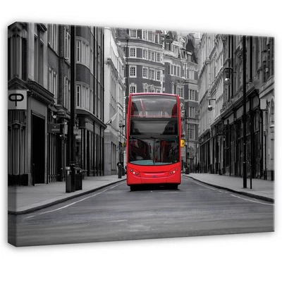 Leinwand Stadt London Bus Rot Wandbild Leinwandbild Wanddeko 282 - Bild 1 von 4