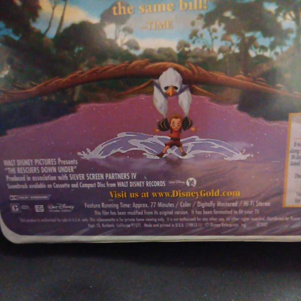 The Rescuers; Down Under (VHS, 2000, Gold Collection Edition) Walt Disney - Image 3 of 4