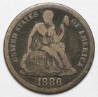 1886 10c Seated Liberty Silver Dime - RAW - Nice Original Coin / Nice Detail