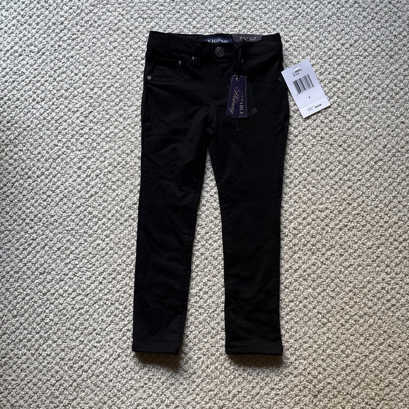 VIGOSS New Girls Sz 4 Black Skinny Jeggings Heart Sequined Back Pockets NWT