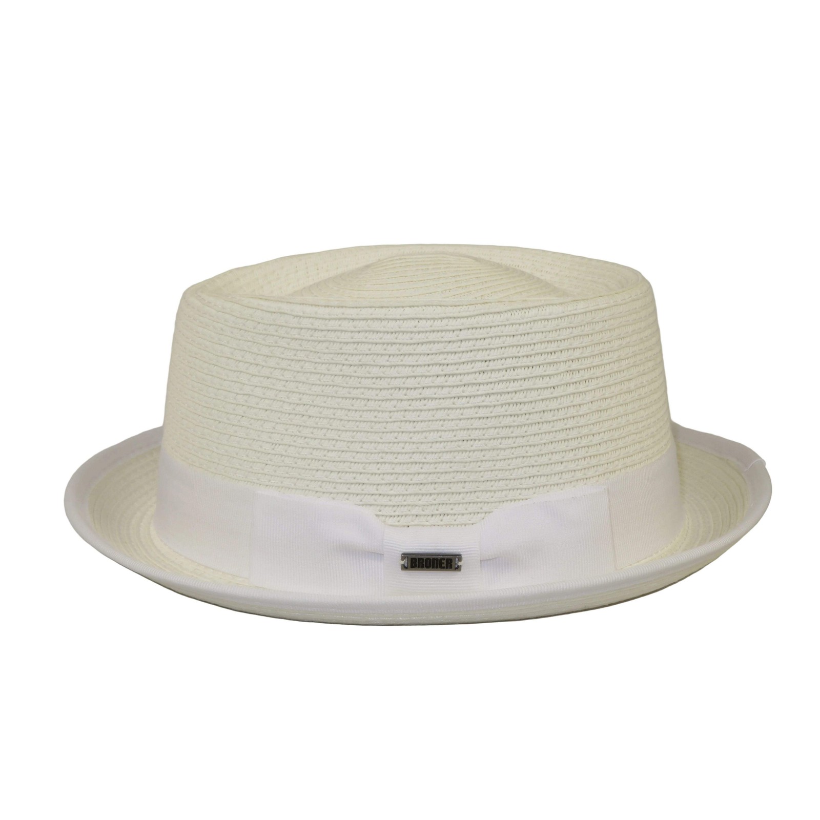 Mens Broner Summer Hat Woven Straw Style Porkpie STAND UP 88-8608 White 11690₽
