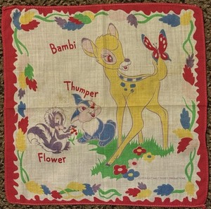 Vintage Children’s Walt Disney Bambi Handkerchief Child’s Hanky