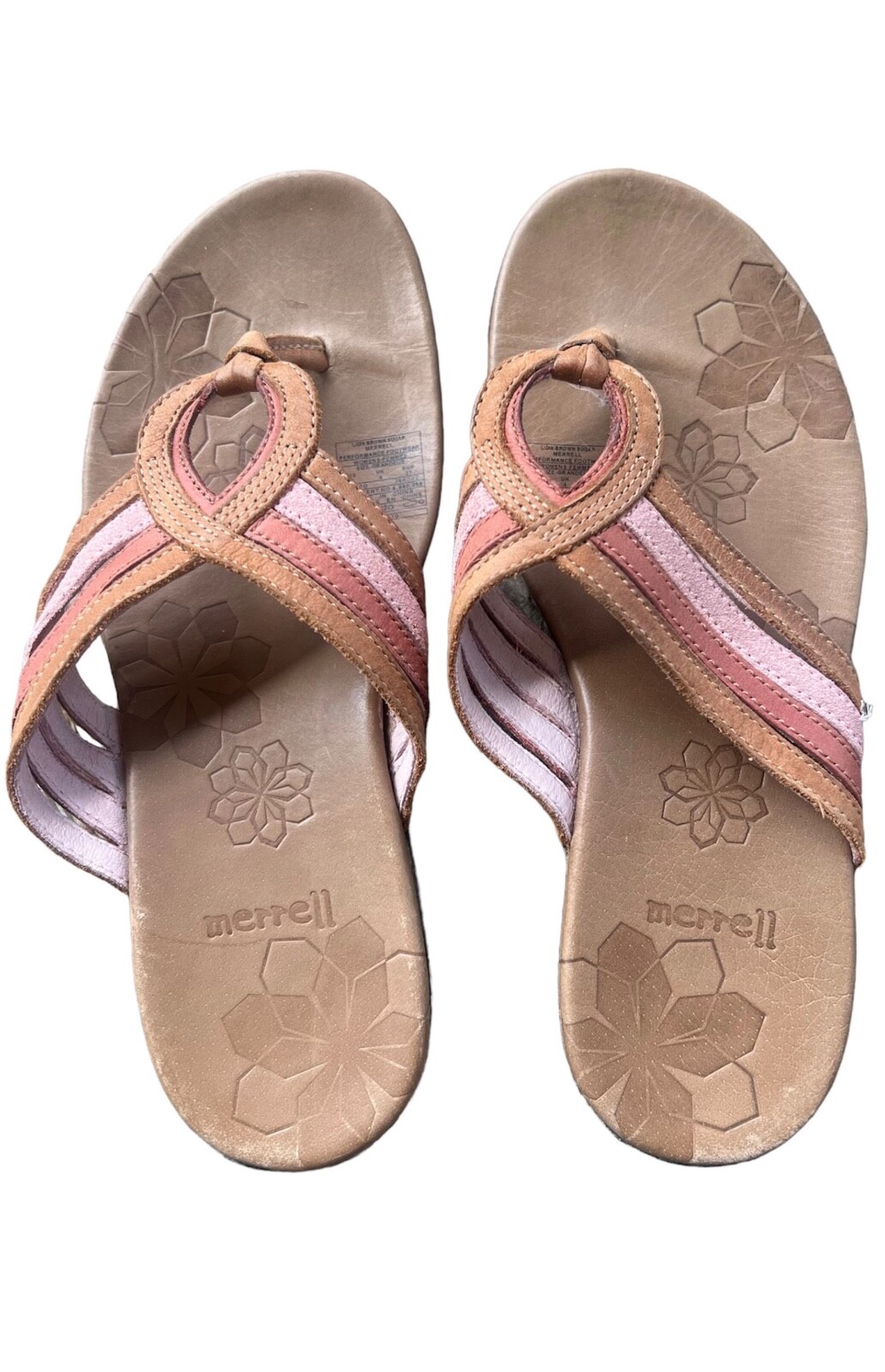 Sandali Merrell Brown Sugar Performance Footwear rosa marrone pelle con cinturino taglia 6