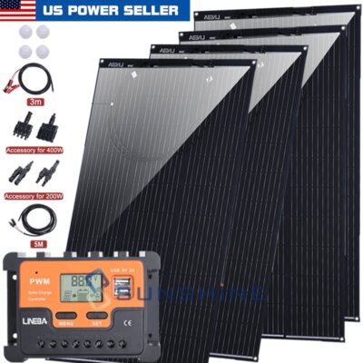 400W Flexible Solar Panel Mono Ultra Thin Power Camping Home RV Battery Charge