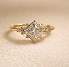 DELICATE DAINTY MINIMALIST GOLD RING WITH CZ DIAMOND SHAPED DESIGN SIZE 52