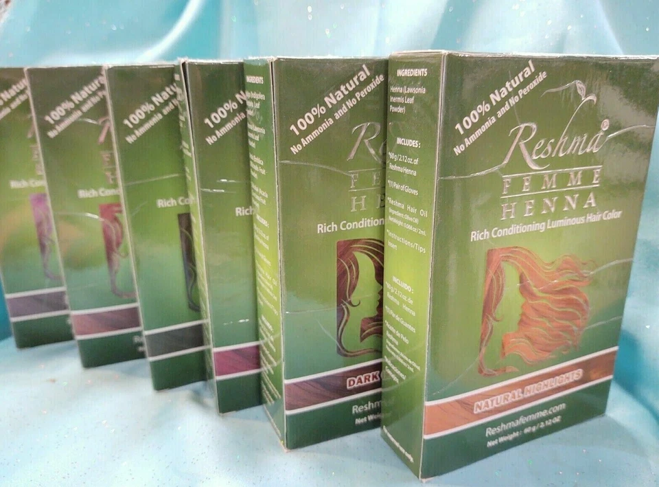 Tinte en polvo Reshma Femme HENNA acondicionador natural semipermanente COLOR DE CABELLO NUEVO Foto 2 de 3