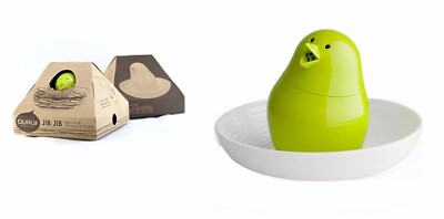 Qualy Jib Jib Egg Cup & Salt Pepper Shaker 2n1  - Green BNIB Fun Foodies