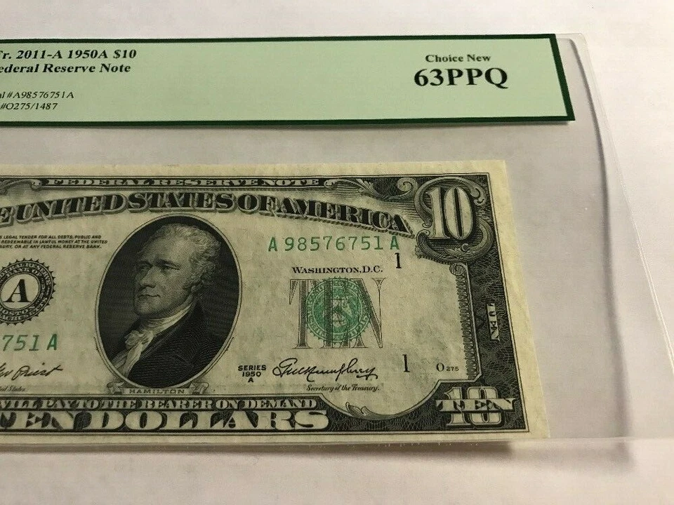 FR 2011-A 1950A $10 Federal Reserve Note Boston, MA Massacusetts PCGS 63 PPQ - Image 3 of 4