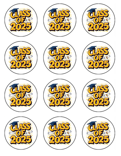 Graduation Hat Class of 2025 Edible Wafer Cupcake Toppers – 2 Sizes Available - Bild 4 von 4