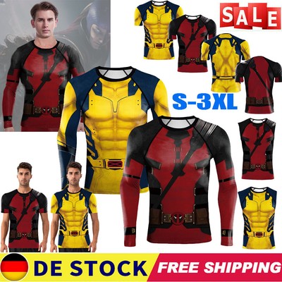 Deadpool 3 Wolverine Herren T-Shirts Fitnessstudio kurzärmelige langärmelige Top