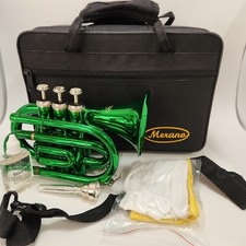 Merana Pocket Trumpet Green with Hard Case Gloves Cleaning Cloth Oil
