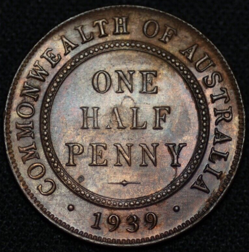 AUSTRALIA ~ 1939 ~ 1/2 Penny ~ RARE GRADE ~ Foreign Coin ☘️ RARE-#35 ☘️ - Picture 2 of 2