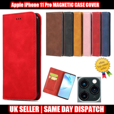 Magnet Book Cover Case für iPhone 11 Pro Karten Wallet Leder Slim Fit Look