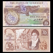 Guernsey 5 Pounds, ND(1980-1989), P-49, Banknote, UNC