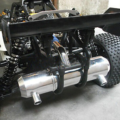 Aluminium Twin Tuned Auspuffrohr für HPI 5B 5T 5SC KM Rovan Baja Buggy Truck