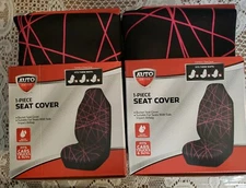 2 X Auto Drive Bucket Seat Cover Water Resistant Black/Pink Fits Cars/Trucks/SUV
