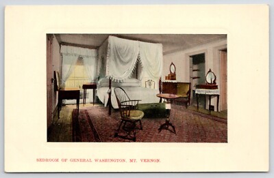 Mt Vernon Mansion General Washington Bedroom  Virginia 1910 Postcard