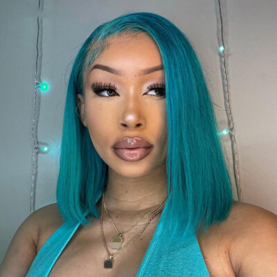 SHORT BBY BLUE BOB HUMAN HAIR STRAIGHT LACEFRONT Accessories | 12 Short Blue Bob Human Hair Straight  main image 3