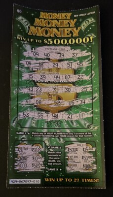 Collectible Losing NJ Scratch Off Money Money Money Lottery Ticket - No Value