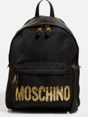 NWT Moschino Unisex Logo Nylon Backpack Black MSRP$995