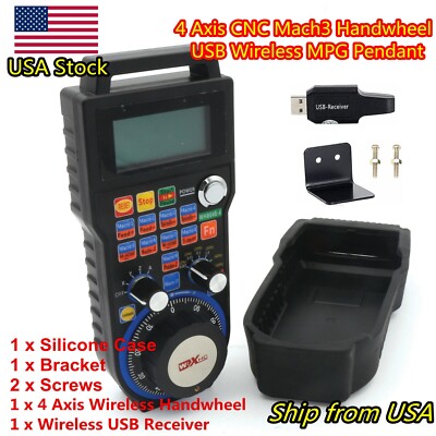 【US】4 Axis Wireless Mach3 Handwheel MPG Pendant CNC Router Remote Control WHB04B