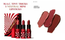 MAC Hypnotizing Tiny Tricks Mini Lipstick Trio Neutral Pink Nude 3 PC Set NIB