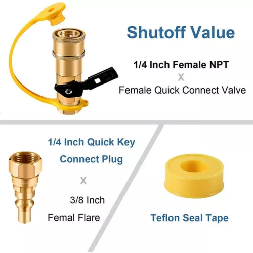 1 SET RV Quick Connect Fittings BBQ Grill Adapter 1/4" NPT Propane Hose Adapter - Picture 12 of 13