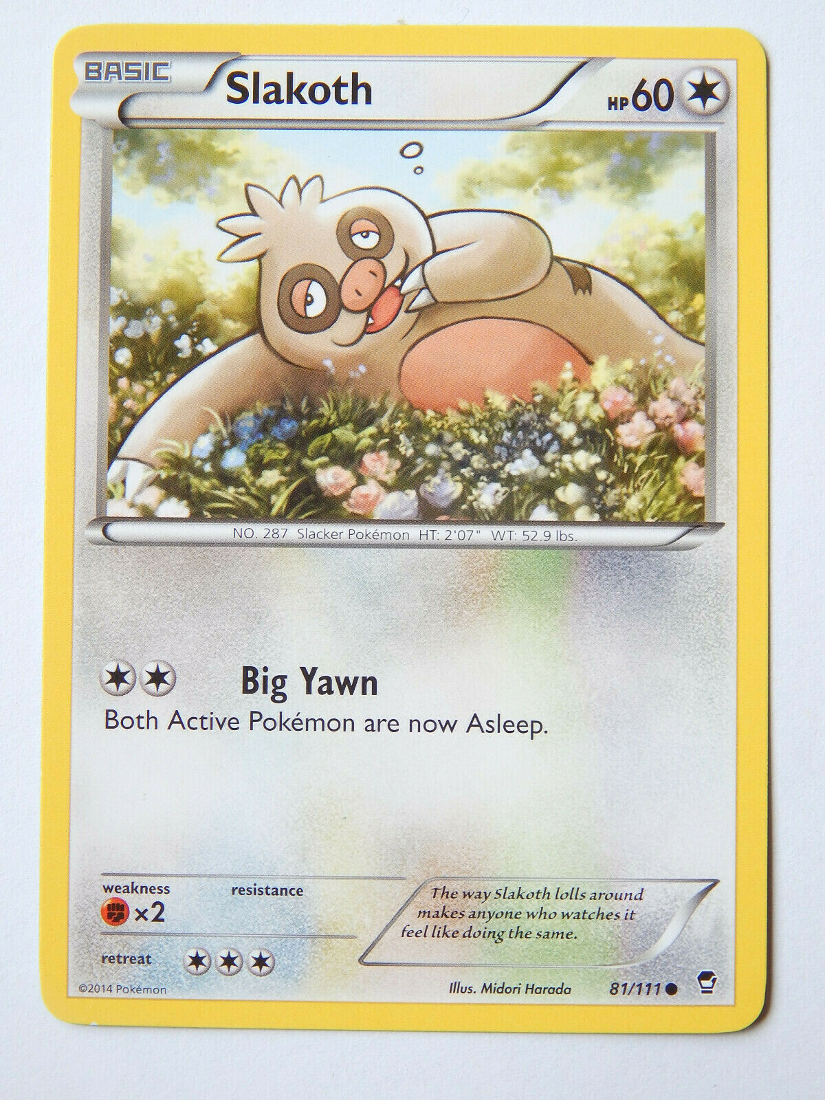 Slakoth 81/111 (LP, Pokemon Card, XY Furious Fists, 2014, Colorless, Common)