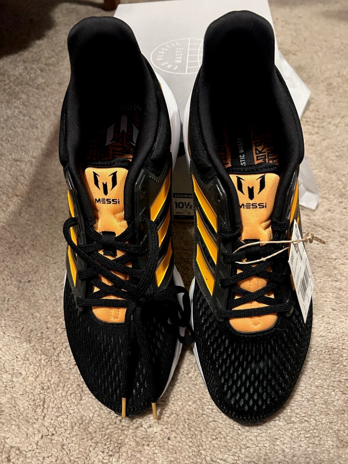 Adidas Shoes Men 10.5 Black/Yellow EQ21 Run Leo Messi Running Sports GZ4082 NEW eBay