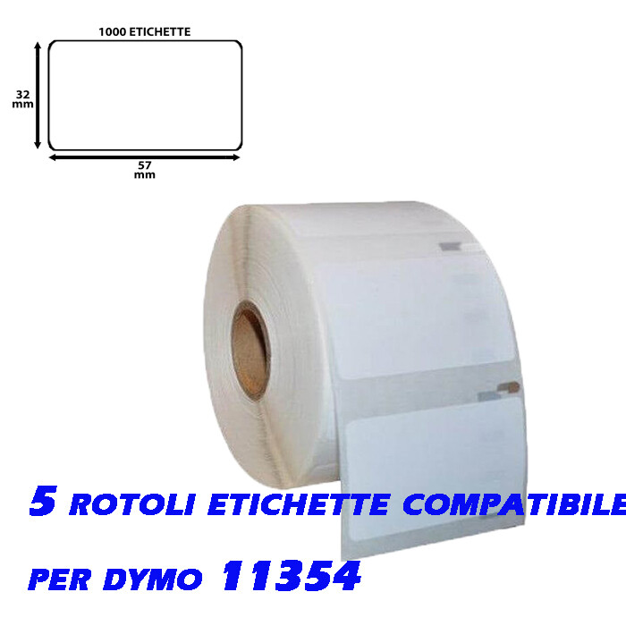 5 X ROTOLI Etichette Compatibili per DYMO 11354 57mmX32mm  LABELWRITER 400 450