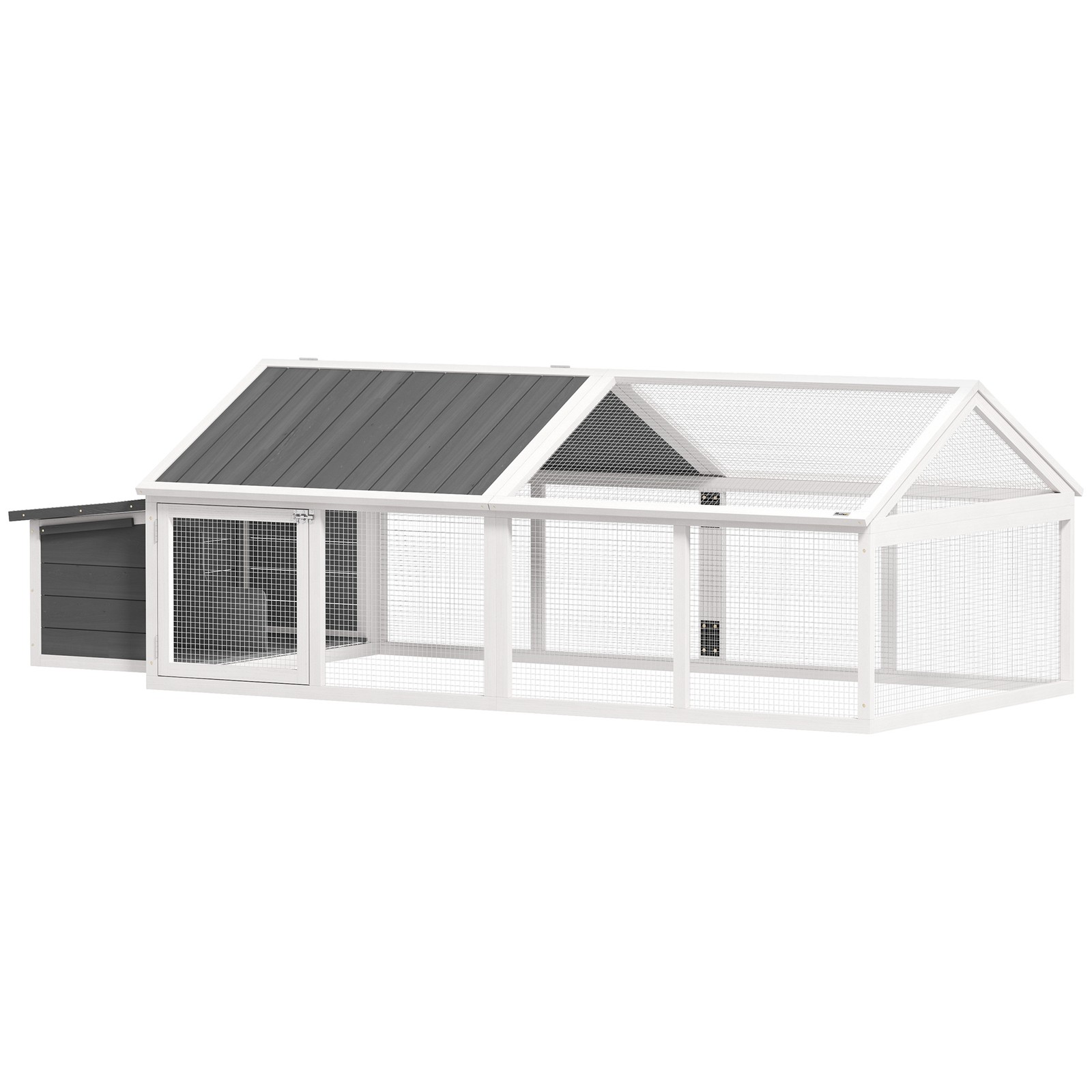 Pawhut White Wooden Chicken Run With Nesting Box, Openable Roof, For 4-8 Chickens - Image 2