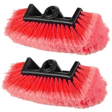  2 Pcs Car Wash Brush Head with Soft Detailing Bristle Flow Through 10 Inch Red