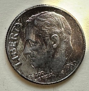 1959 Roosevelt Dime. 90% Silver. F-VF Condition. Charity Auction/Animal Rescue.