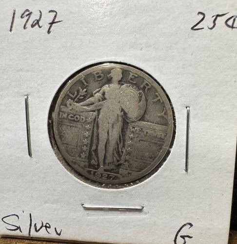 1927 P Standing Liberty 90% Silver Quarter - Good Detail