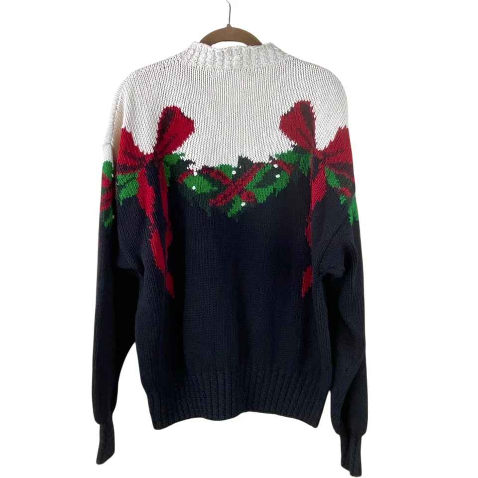 Vintage Norm Thompson Holiday Sweater Size XL Linen Cotton Ugly Christmas - Image 4 of 4