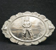 WE03118 AWESOME VINTAGE 1970s COWBOY WESTERN STYLE ARTWORK BELT BUCKLE