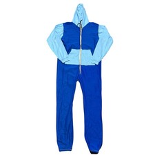 Vintage 1970s Original Blue Colorblock One Piece Sweat Jumpsuit OSFA